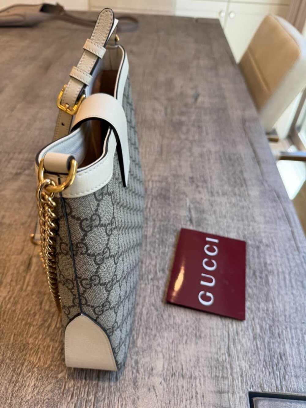 Gucci Padlock Monogram GG Supreme Leather Shoulder Bag Beige Ebony - Picture 3 of 9